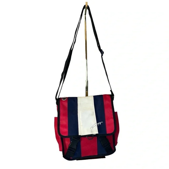 Tommy Hilfiger Vintage 90s Red Blue Mini Messenger Crossbody Bag - Picture 11 of 11